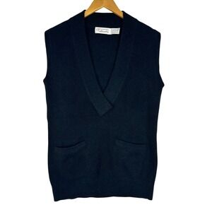 Vintage‎ 90s Talbots Lambswool Angora Sweater Vest Black V Neck Quiet Luxury